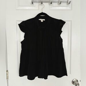 Black tiered blouse with neck tie